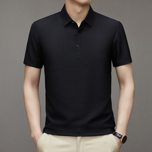 เสื้อเชิ้ตโปโลผู้ชายปลายสูงฤดูร้อนเสื้อโปโลสีทึบพิมพ์ลายโพลีเอสเตอร์ - Product Image 5