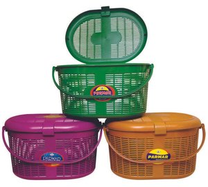 Panier de courses multi-usages en plastique ovale sans roues, capacité de charge de 0 à 50 kg, pour supermarché, entretien ménager, matériau vierge, vente en gros - Product Image 1