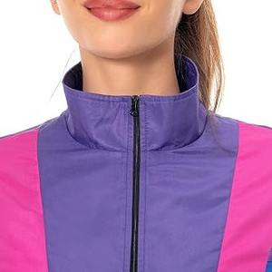 Conjunto Deportivo de Alta Calidad para Mujer, Chaqueta Cortavientos de Nailon con Bloques de Color, Informal, Funcional, Ligero, con Cierre y Cuello Alto, 2 Piezas - Product Image 3