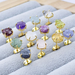 ชุดต่างหูสตั๊ดทับทิมแบบง่ามทำด้วยมือต่างหูแบบหยาบต่างหูแบบงบสำหรับผู้หญิงเครื่องประดับแบบดันกลับรูปผีเสื้อ - Product Image 3