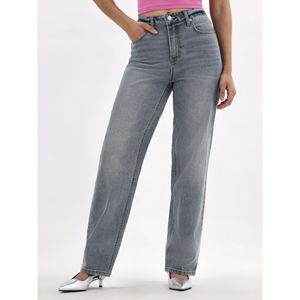 2025 meilleure vente femmes décontracté Stretch lavé surdimensionné Denim jean élégant coupe ajustée taille moyenne maigre tissé tissu respirant - Product Image 5