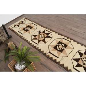 Alfombra Turca Vintage de 2.5x9.6 pies (75x294 cm), Alfombra de Lana Marrón Kilim - Product Image 5