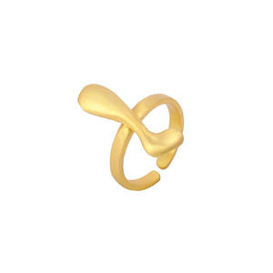 Bague design créatif bague en laiton en métal uni pour petite amie plaqué or jaune bague boho à la mode pour bijoux de mariage - Product Image 1