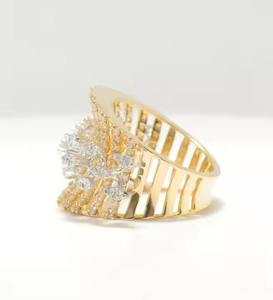 Bague en or massif 14 carats, taille marquise, diamant cultivé en laboratoire, large bande, bague de cocktail, double tonalité, bijoux de déclaration, cadeau pour elle - Product Image 5