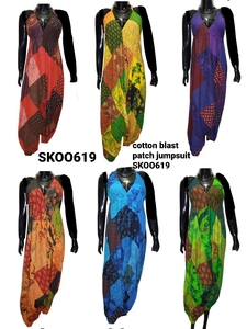 SK Noor Sons วินเทจ Boho ผ้าฝ้าย Patch ยาว jumpsuit ผู้หญิงหลวม Romper ยาวเต็มรูปแบบเป็นมิตรกับสิ่งแวดล้อมระบายอากาศแฟชั่นเอวสูง - Product Image 4