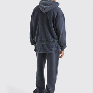 Sweats à capuche avec fermeture éclair personnalisés en détresse poids lourd délavés à l'acide pour garçons 100% coton hommes Vintage sweats à capuche zippés - Product Image 6