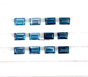 4x6mm London Blue Topaz Baguette Cut Stone Beads pour la fabrication de bijoux Topaze naturelle à facettes Pierres précieuses en vrac du fabricant en vrac - Product Image 1