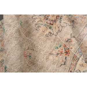 Turkish 3.7x6.6 ft Vintage Moroccan <b>Wool</b> Rug <b>Brown</b> Patchwork Design with Latex Backing - Product Image 5