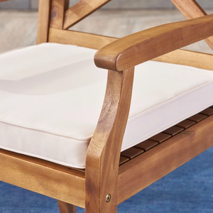 ชุดโต๊ะรับประทานอาหารไม้สักแท้ Elisa พร้อมเบาะรองนั่ง ดีไซน์ทันสมัย สำหรับใช้ภายในหรือภายนอกอาคาร  เฟอร์นิเจอร์ภายนอกแบบธรรมชาติ - Product Image 3