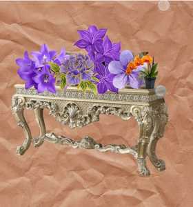 Table murale sculptée, table murale argentée - Product Image 1
