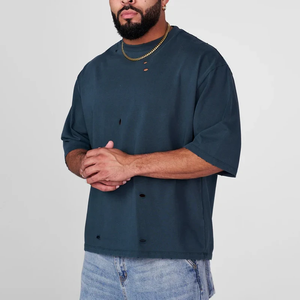 Venta al por mayor Vintage Cropped Boxy hombres Camiseta 100% algodón orgánico transpirable de alta calidad hombres camiseta - Product Image 4