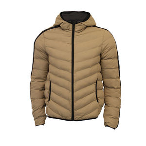 Veste d'hiver matelassée en toile avec logo personnalisé pour hommes avec poches Imperméable et coupe-vent OEM Impression personnalisée - Product Image 1
