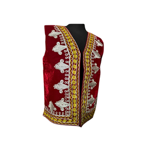 Velours noir avec motif de broderie disponible en plusieurs couleurs manteau de taille pour hommes afghans manteau de taille en velours traditionnel afghan - Product Image 4