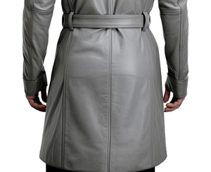 Manteau trench en cuir pour homme Vrai cuir de mouton Tenue d'hiver Col montant Léger Mi-longue Veste imperméable pour homme 2026 - Product Image 6