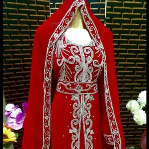 迪拜法拉沙卡夫坦美丽的红色卡夫坦穆斯林传统卡夫坦石珠手工卡夫坦摩洛哥设计卡夫坦2022