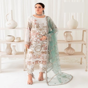 ชุดสูทงานปาร์ตี้และงานแต่งงานผ้าชีฟองของผู้หญิง3ชิ้น10ชิ้นแนวอินเดียและปากีสถานแบบแฟนซีขายส่ง ramsha rangoon - Product Image 4