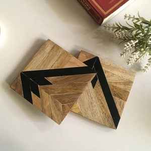 Compre a Bajo Precio Posavasos Cuadrados de Madera Hechos a Mano, Ecológicos, Reutilizables, Tapetes y Almohadillas para Mesa, Posavasos de Calidad de Exportación - Product Image 1