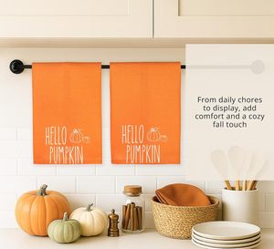 100% coton imprimé Hello Pumpkin serviettes de cuisine Sweet Summer Collection 16x26 pouces motif géométrique lavage en Machine - Product Image 1