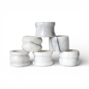 <b>White</b> Veined Marble Napkin Rings With Smooth Cylinder Shape For Elegant <b>Dining</b> <b>Table</b> Decor Unique - Product Image 4