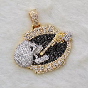 1.50Ct princesa corte Moissanite diamante colgante 14K oro amarillo acabado estilo Hip Hop chapado en oro encanto colgantes finos encantos - Product Image 1