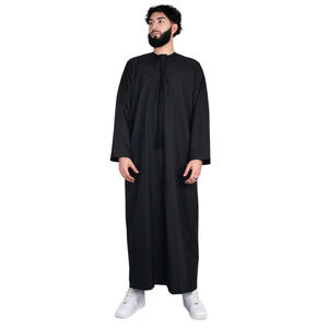 Thobe émirati de luxe noir, Kandura traditionnelle, vêtement arabe élégant, Jubba pour homme, doux et respirant, tenue islamique moderne - Product Image 1