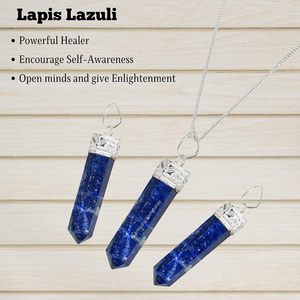 Collier pendentif Lapis Lazuli Crystal Pencil Point, collier en cristal Lapis Lazuli artisanal, collier fait main - Product Image 4