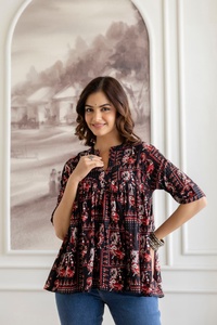 CALIDAD PREMIUM ÚLTIMO DISEÑO DE LUJO FABRICANTE INDIO ZARA TOP PERSONALIZAR PRIENTE TEMPORADA DE VERANO PURO ALGODÓN PARA MUJER WEAR - Product Image 4