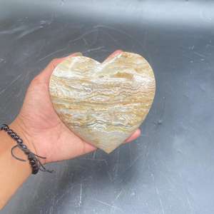 Agate Crazy Lace Naturelle Premium, Pierre Précieuse Sculptée en Forme de Grand Cœur, Cristal Poli avec Support en Fer, Taille 12 cm - Product Image 4