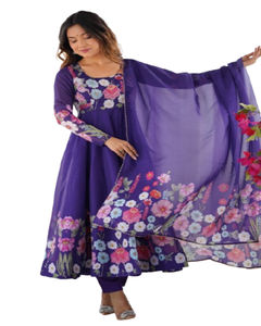 Vestidos de seda Anarkali de lujo para mujer de diseñador, nueva secuencia de bordado pesado, trabajo, fiesta de boda, trajes festivos, hasta el suelo, Salwar - Product Image 1