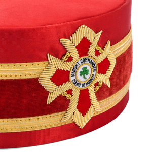 Écusson maçonnique du Rite écossais AASR 32 degrés, broderie en fil d'or pour chapeau rouge, avec ailes d'aigle et boutons en corde - Product Image 3