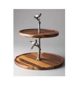 Présentoir de gâteau en bois fait main rustique support de piédestal pour les fêtes anniversaires mariages naturel élégant - Product Image 2