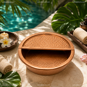 Tazón Redondo de Cobre Antiguo para Pedicura, Hecho a Mano, para Uso en Salones de Belleza y SPA - Product Image 4