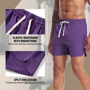 Shorts de survêtement en molleton de coton décontractés pour hommes, taille haute, fermeture à cordon, respirants, écologiques, unis, prix de gros - Product Image 3