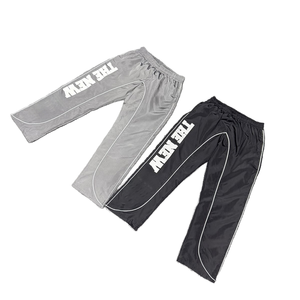 Custom Men's Cotton/Nylon Windbreaker <b>Trouser</b> Reflective Logo Winter Sport Jogging Casual Painted Fleece High Waist High Quality - Product Image 1