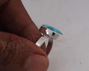 Larimar Natural 10x14mm Ajuste de bisel sólido 925 plata esterlina mujeres fiesta desgaste anillo eternidad Vermeil declaración joyería fina - Product Image 3