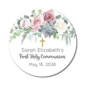 Autocollants de baptême de communion de chef en gros | Étiquettes religieuses personnalisées en vrac | Autocollants pour les services de baptême et de communion - Product Image 4