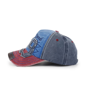 Gorra de béisbol al por mayor, lavada y desgastada, con bloques de color, impresión digital, corona rígida, protección UV solar, transpirable, impermeable, de satén. - Product Image 3