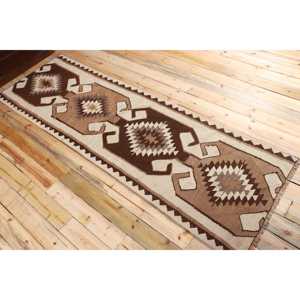 3.2x9.9 ft Rug, Vintage Turkish Rug, <b>Brown</b> Kilim <b>Wool</b> Rug - Product Image 4