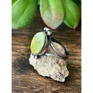 Handmade Navajo <b>Turquoise</b> & Sterling Silver <b>Ring</b> Size 7 Invisible Setting Gemstone Jewelry for Everyday Wear or Gift - Product Image 4