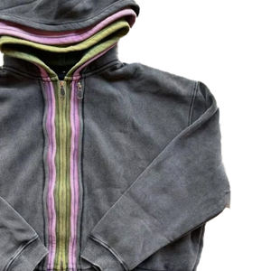 Sudaderas con capucha de calle para hombre recortadas de peso pesado personalizadas Capas triples con cremallera Bloque de color Capas dobles para invierno Teñido liso - Product Image 5