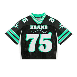 T-shirt de sport surdimensionné en maille personnalisé, style streetwear, imprimé tendance, hip-hop, col en V, coupe ample, maillot d'été pour équipe - Product Image 5