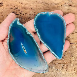 Prix de gros Personnaliser la taille dentelle bleue naturelle Agate Pierre tranches couleurs mélangées Agate Coaster tranches pour la décoration intérieure - Product Image 1