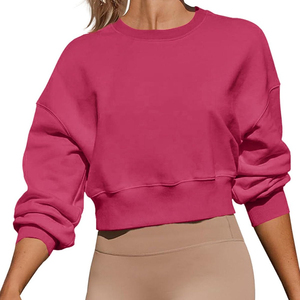 Venta al por mayor de alta calidad, Sudadera corta informal para mujer, conjuntos de sudaderas con cremallera para Fitness, conjunto de Top corto con capucha personalizado para mujer - Product Image 3