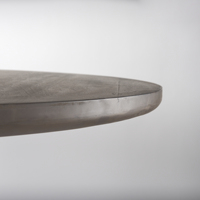 Table de salle à manger ronde en bois de manguier massif brun foncé, design cannelé, grains naturels, taille compacte parfaite pour la maison, la cuisine, le restaurant