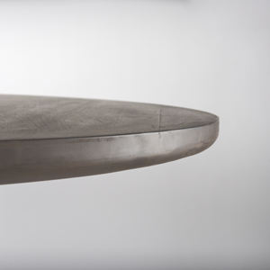 Table de salle à manger ronde en bois de manguier massif brun foncé, design cannelé, grains naturels, taille compacte parfaite pour la maison, la cuisine, le restaurant - Product Image 4