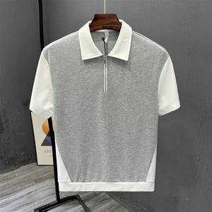Polo de moda con media cremallera para hombre, camiseta informal de manga corta con bloque de Color, camiseta de verano de estilo ligero a la moda para hombre - Product Image 4