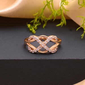 Luxurious <b>Rose</b> Gold Plated 925 Sterling Silver Zircon Micro Pave <b>Infinity</b> Design Thin Wedding & Party Rings for Women - Product Image 1