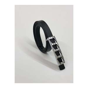 Ceinture fine à boucle pour femme, ceinture de pantalon, ceinture de veste, ceinture de robe, ceinture de chemise - NOIR-ARGENT - Product Image 5