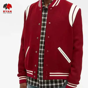 Blouson d'hiver pour homme en cuir et laine, style vintage, avec logo personnalisé, col montant, devant gaufré - Product Image 6