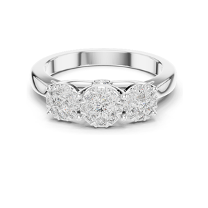 Bague à trois pierres en diamant de laboratoire de 0,496 carats pour femme, clarté VVS-VS EF, disponible en or rose, or jaune, or blanc et argent 925 - Product Image 1